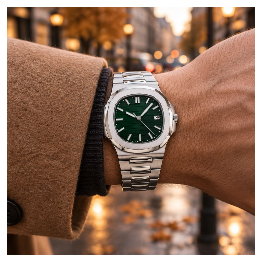Integrated Automatic, Forest green, on the wrist