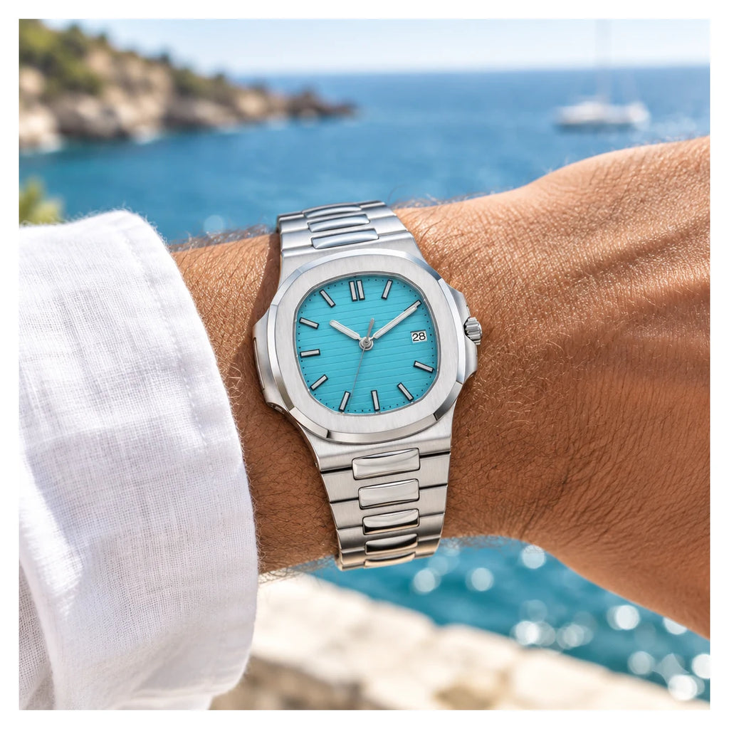 Integrated Automatic, Tiffany blue, on the wrist