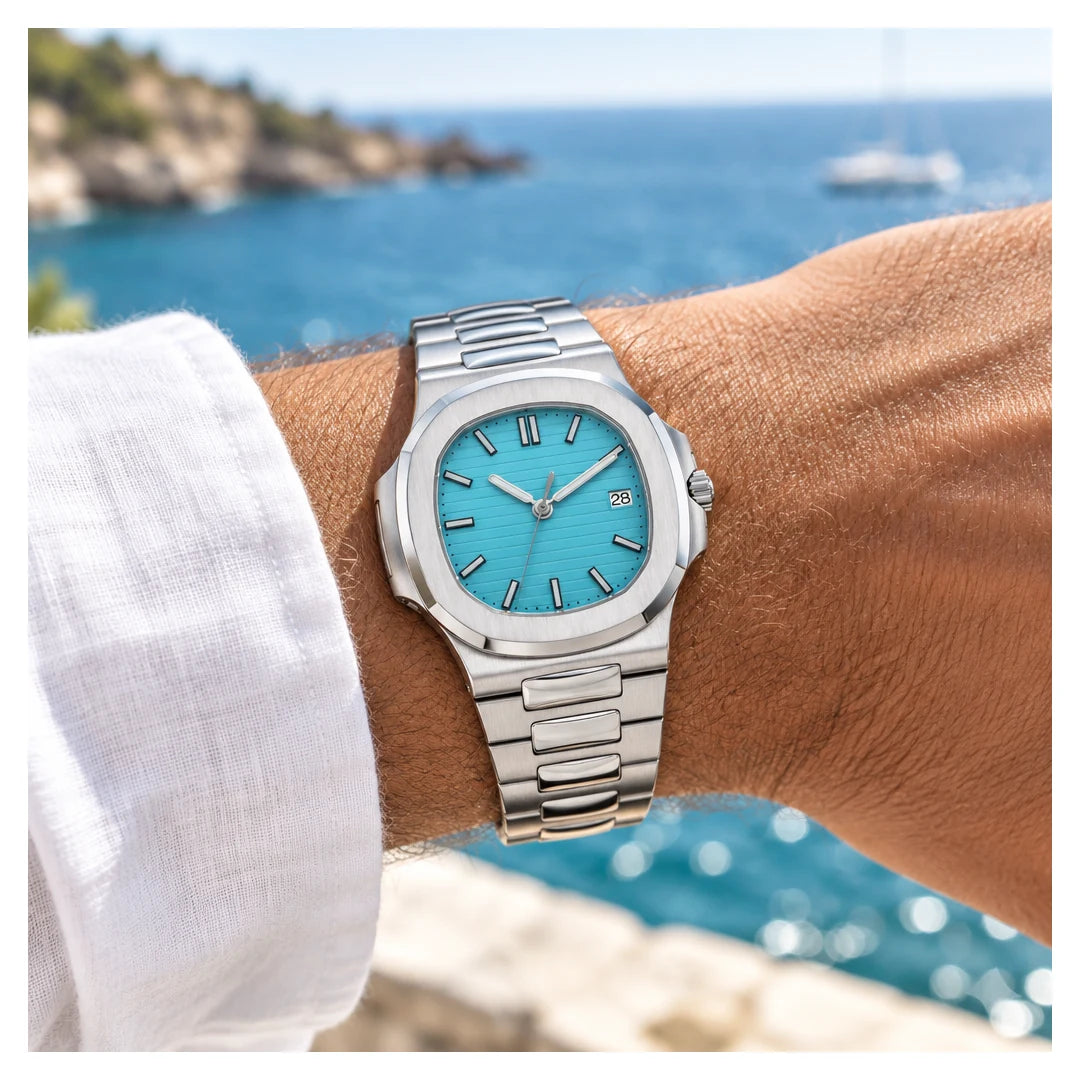 Integrated Automatic, Tiffany blue, on the wrist